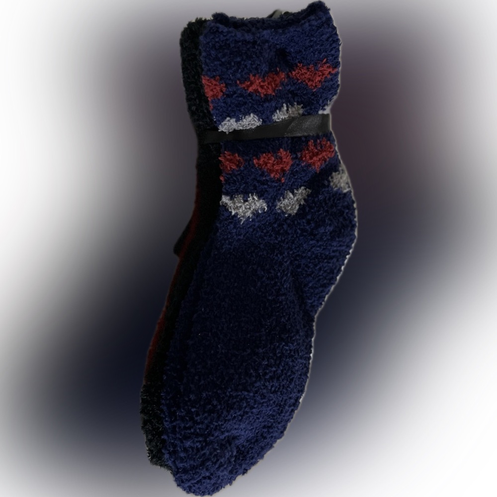 3 pairs of Catherine Malandrino Ladies Red, Black & Blue Cozy Crew Socks - NWT - Picture 4 of 4